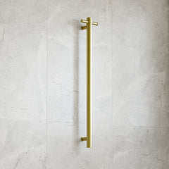 Thermogroup 12V Round Vertical Single Bar Heated Towel Rail Brushed Gold