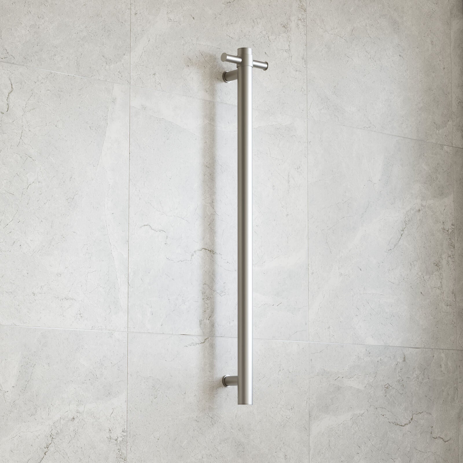 Brushed Nickel Tile Shower Towel Bar Thermogroup 12V Straight