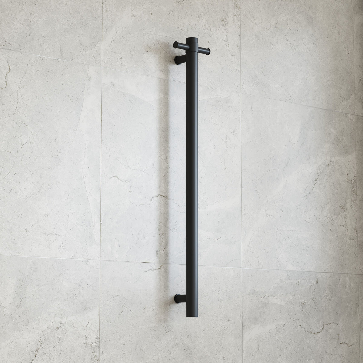 Thermogroup 12V Straight Round Vertical Single Bar Heated Towel Rail Matte Black