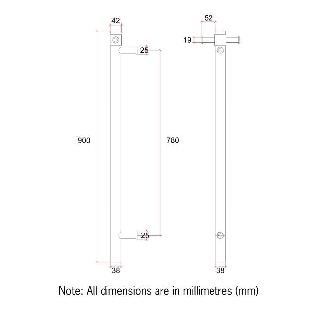 Thermogroup Thermorail 12 Volt Single Heated Towel Rail - Brushed Bronze