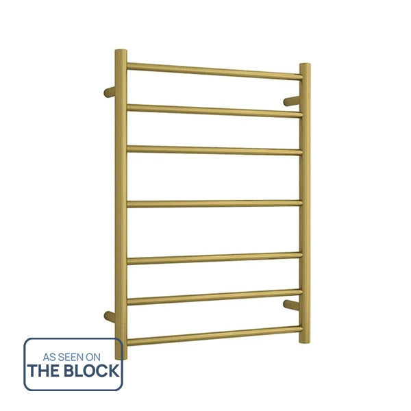 Thermogroup 7 Bar Heated Towel Rail Brushed Gold 600mm - Image 1