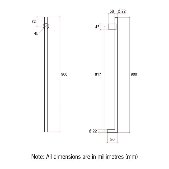 Thermogroup Thermorail Thin/Round 240Volt Vertical Heated Towel Rail - Polished Stainless