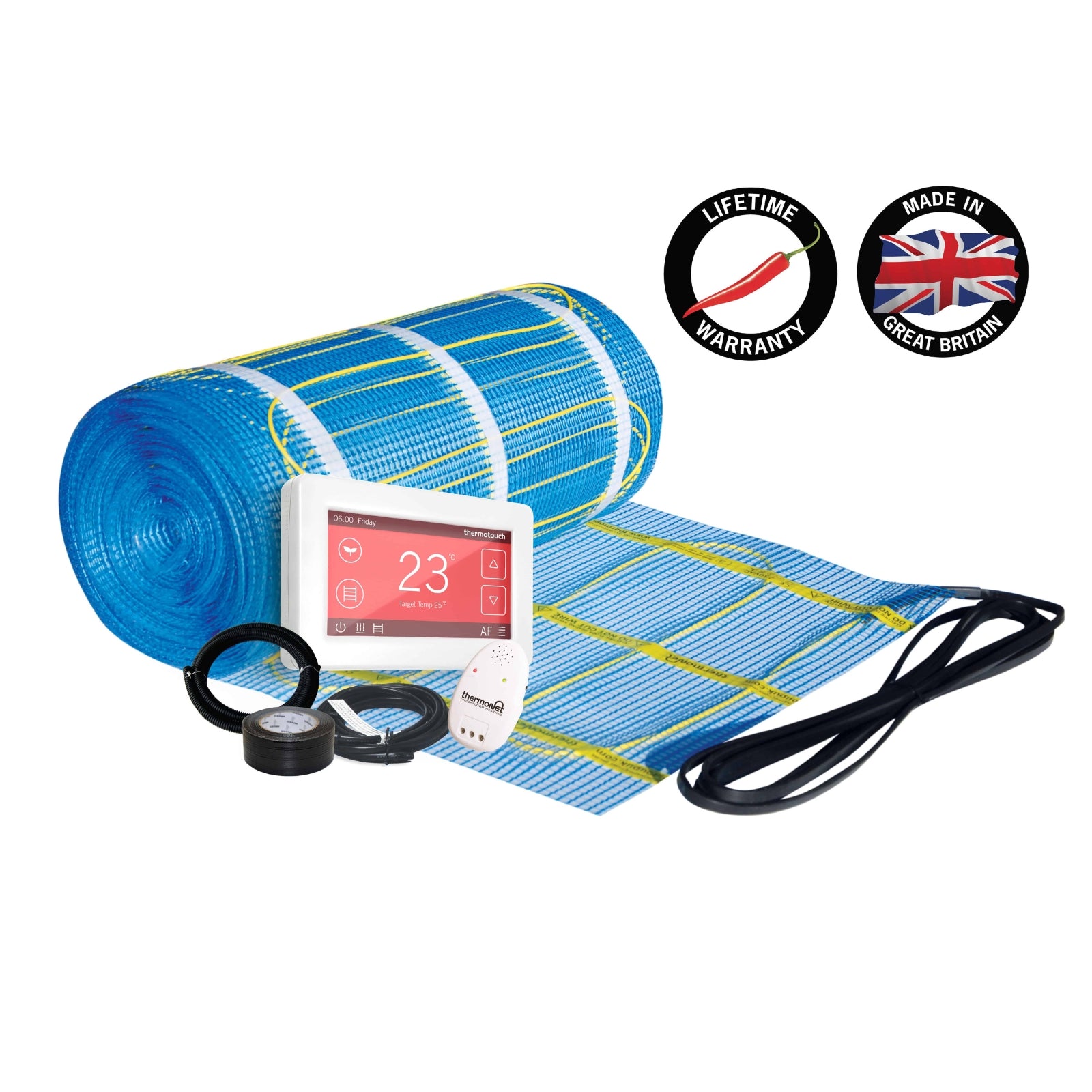 White Thermogroup Underfloor Heating 200W/m² Dual Controller Kit  - The Blue Space