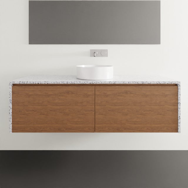 Timberline Ainsworth Wall Hung Vanity with SilkSurface Waterfall Top and Above Counter Basin - 1500mm Single Basin AIN-V-1500-C-SSA-W | The Blue Space