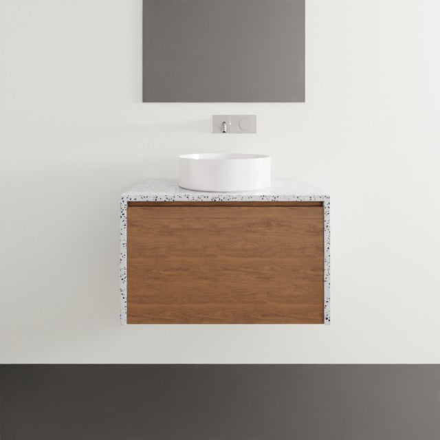 Timberline Ainsworth Wall Hung Vanity with SilkSurface Waterfall Top and Above Counter Basin - 750mm Single Basin AIN-V-750-C-SSA-W | The Blue Space