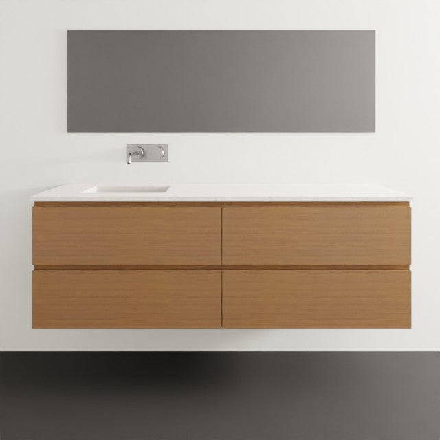 Timberline Billie Wall Hung Ensuite Vanity with SilkSurface Top and Under Counter Basin - 1500mm Left Bowl BIL-V-1500-L-SSU-W | The Blue Space