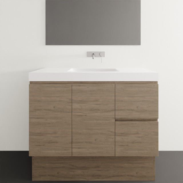 Timberline Carlo Floor standing Vanity with Grand Mineral Composite Top - 1050mm Centre Basin CAR-V-1050-C-GND-F | The Blue Space