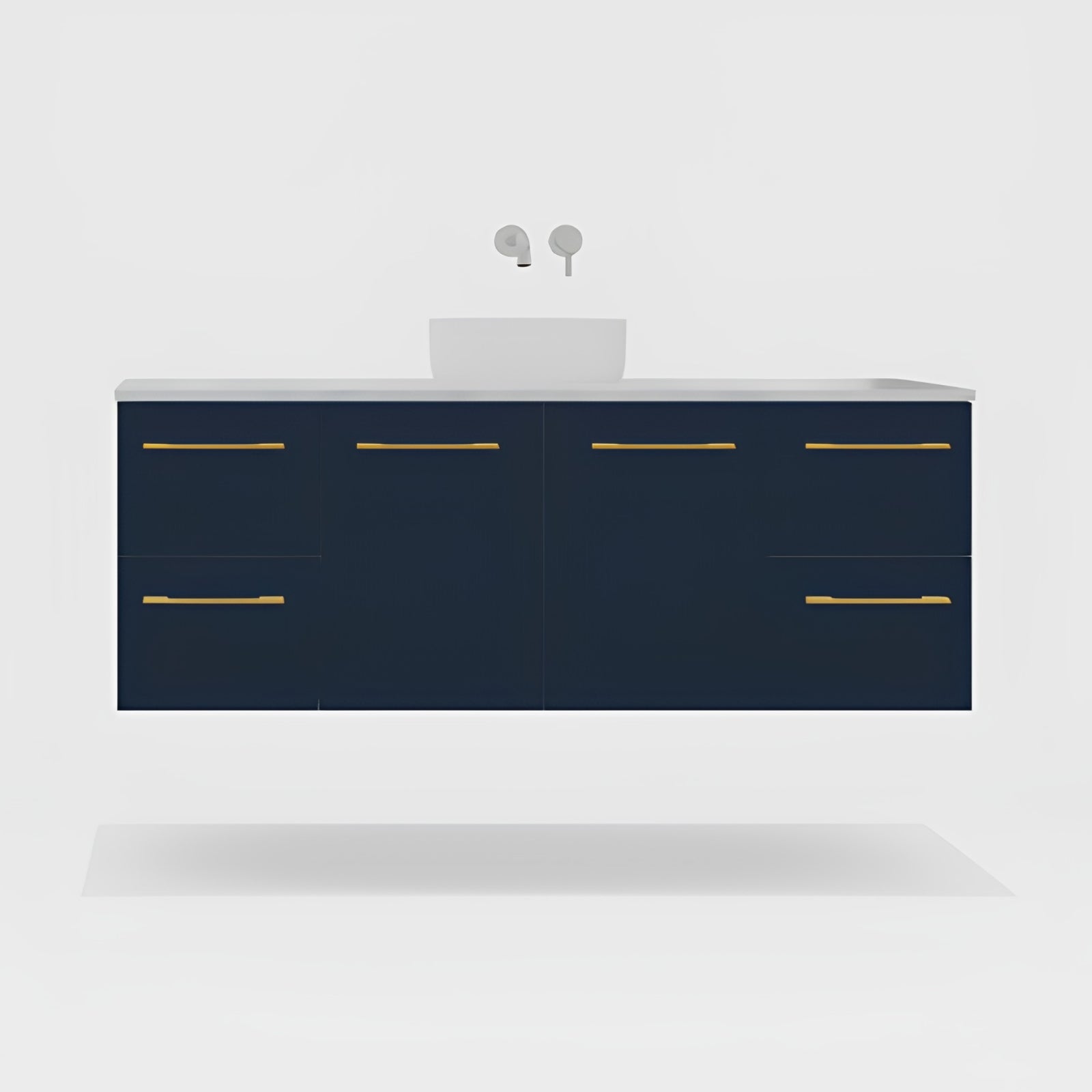 Variant Timberline Carlo Wall Hung Vanity with SilkSurface Top and Above Counter Basin CAR-V-1500-C-SSA-W - The Blue Space