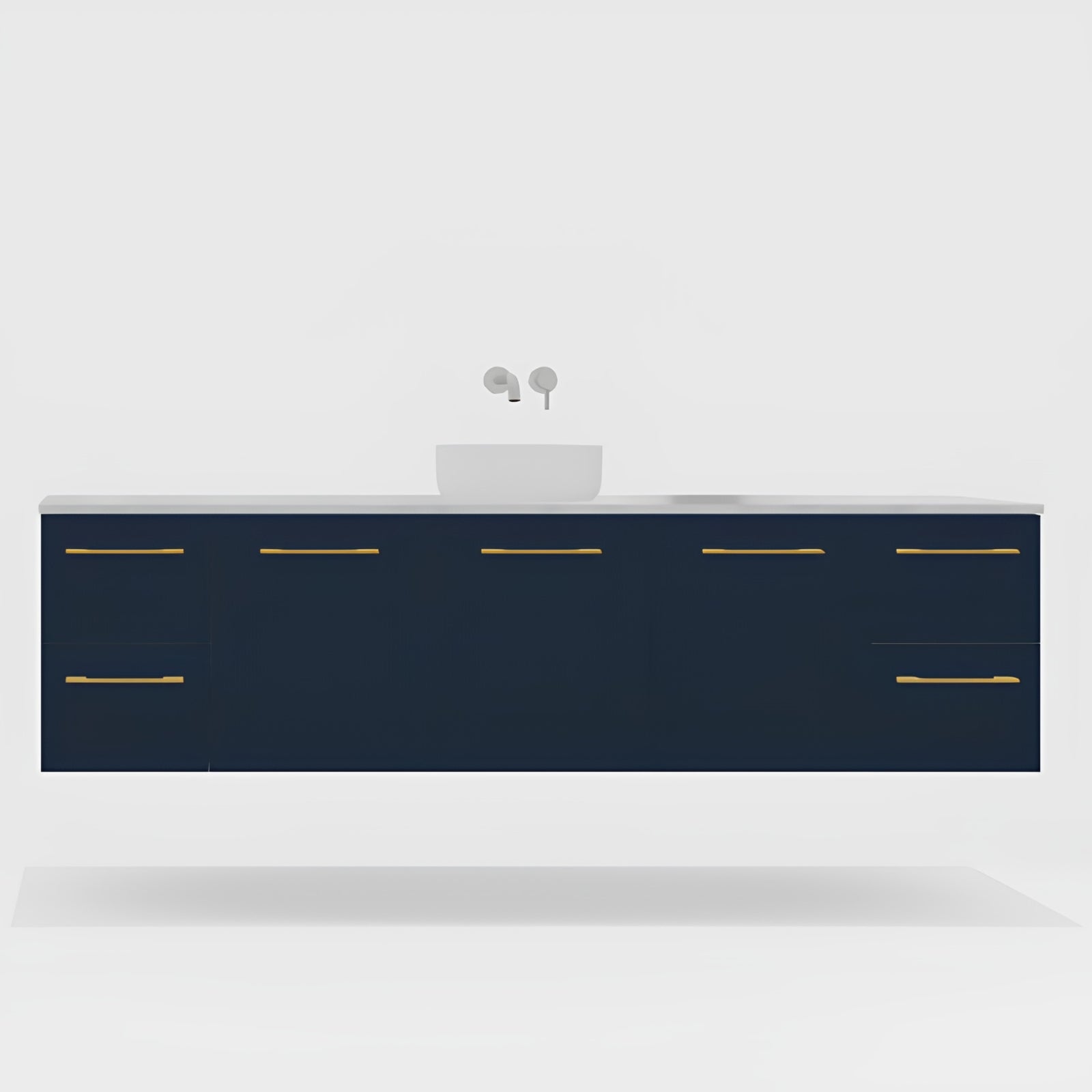 Variant Timberline Carlo Wall Hung Vanity with SilkSurface Top and Above Counter Basin CAR-V-2100-C-SSA-W - The Blue Space