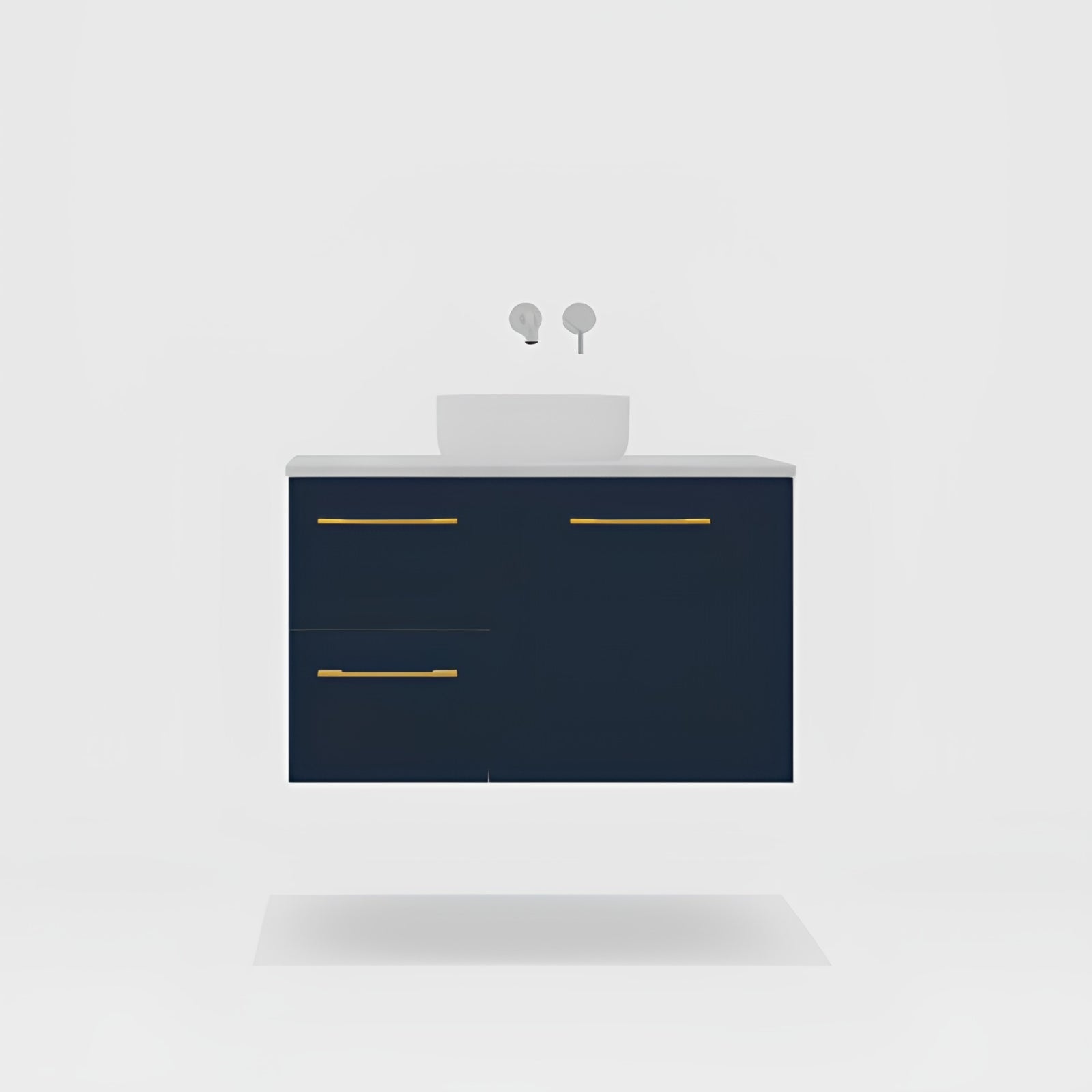 Variant Timberline Carlo Wall Hung Vanity with SilkSurface Top and Above Counter Basin CAR-V-900-C-SSA-W - The Blue Space