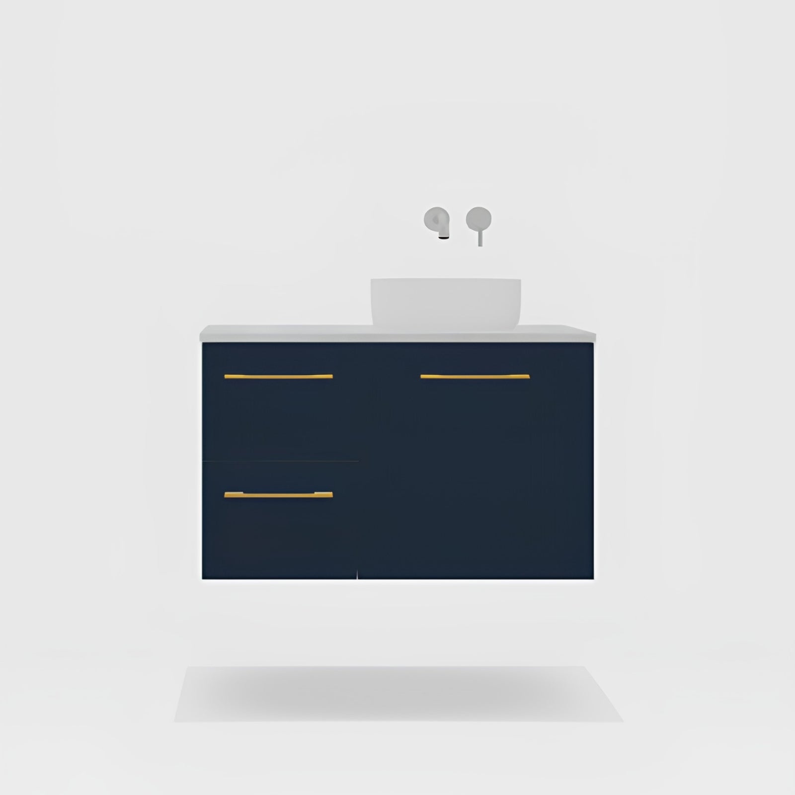 Variant Timberline Carlo Wall Hung Vanity with SilkSurface Top and Above Counter Basin CAR-V-900-R-SSA-W - The Blue Space
