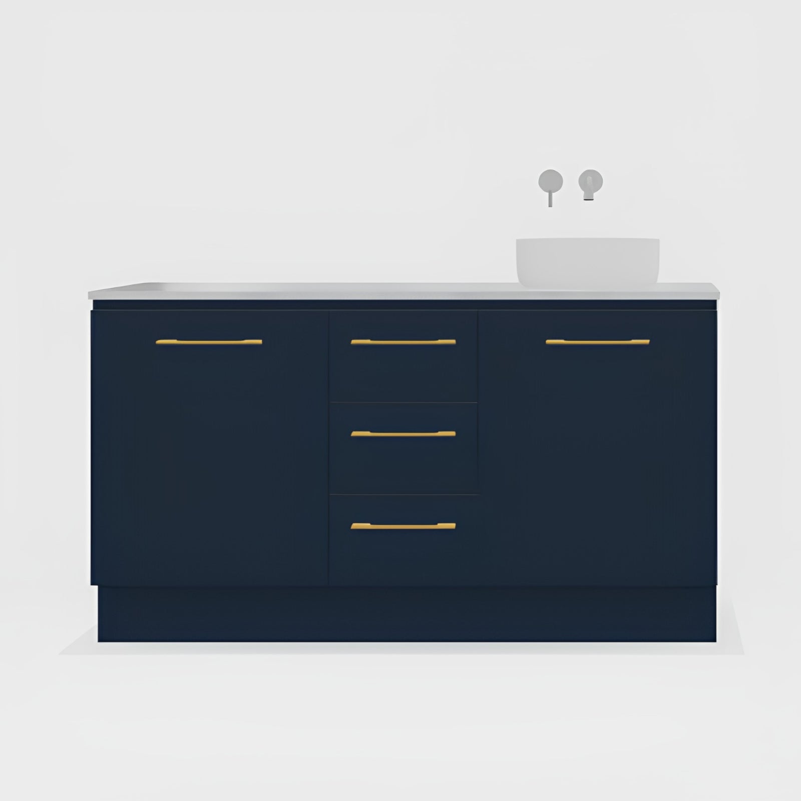 Variant Timberline Dakota Floor Standing Vanity with SilkSurface Top and Above Counter Basin DAK-V-1500-R-SSA-F - The Blue Space