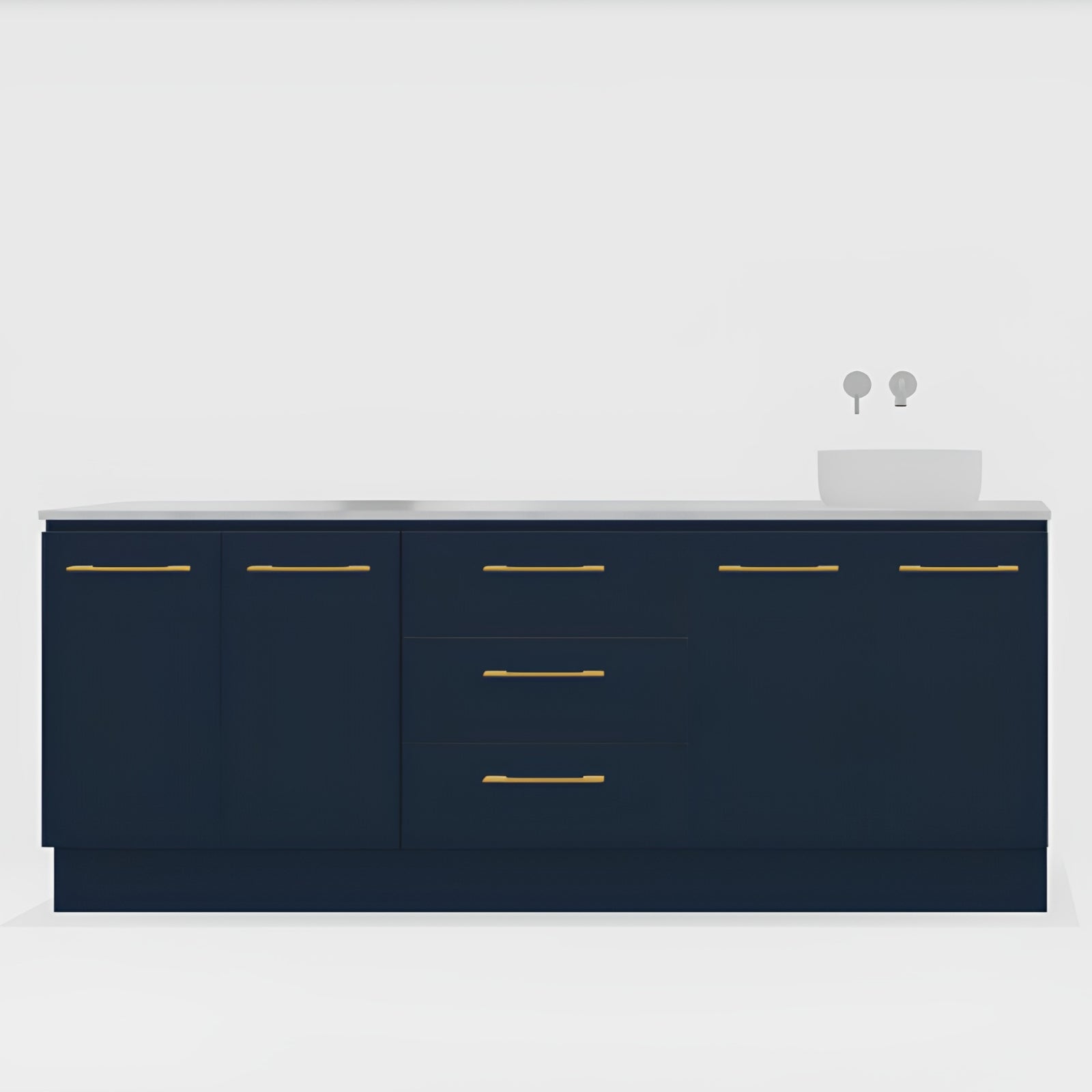 Variant Timberline Dakota Floor Standing Vanity with SilkSurface Top and Above Counter Basin DAK-V-2100-R-SSA-F - The Blue Space