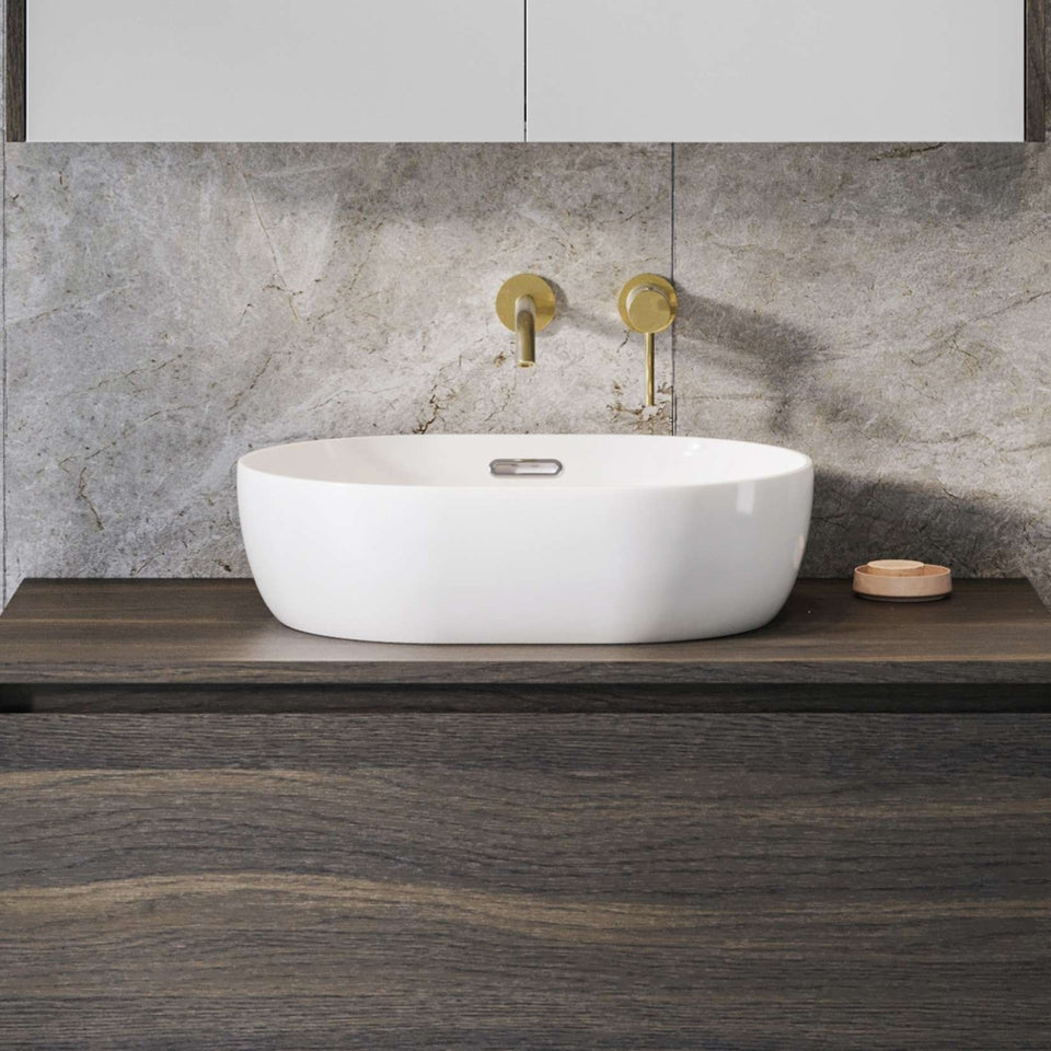Timberline Giana 490mm x 360mm Oval Above Counter Basin - White Gloss