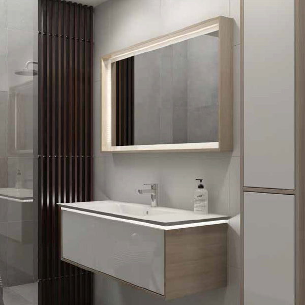 Timberline Halifax 600mm - 1500mm Mirror with Timberline Santos Vanity - The Blue Space