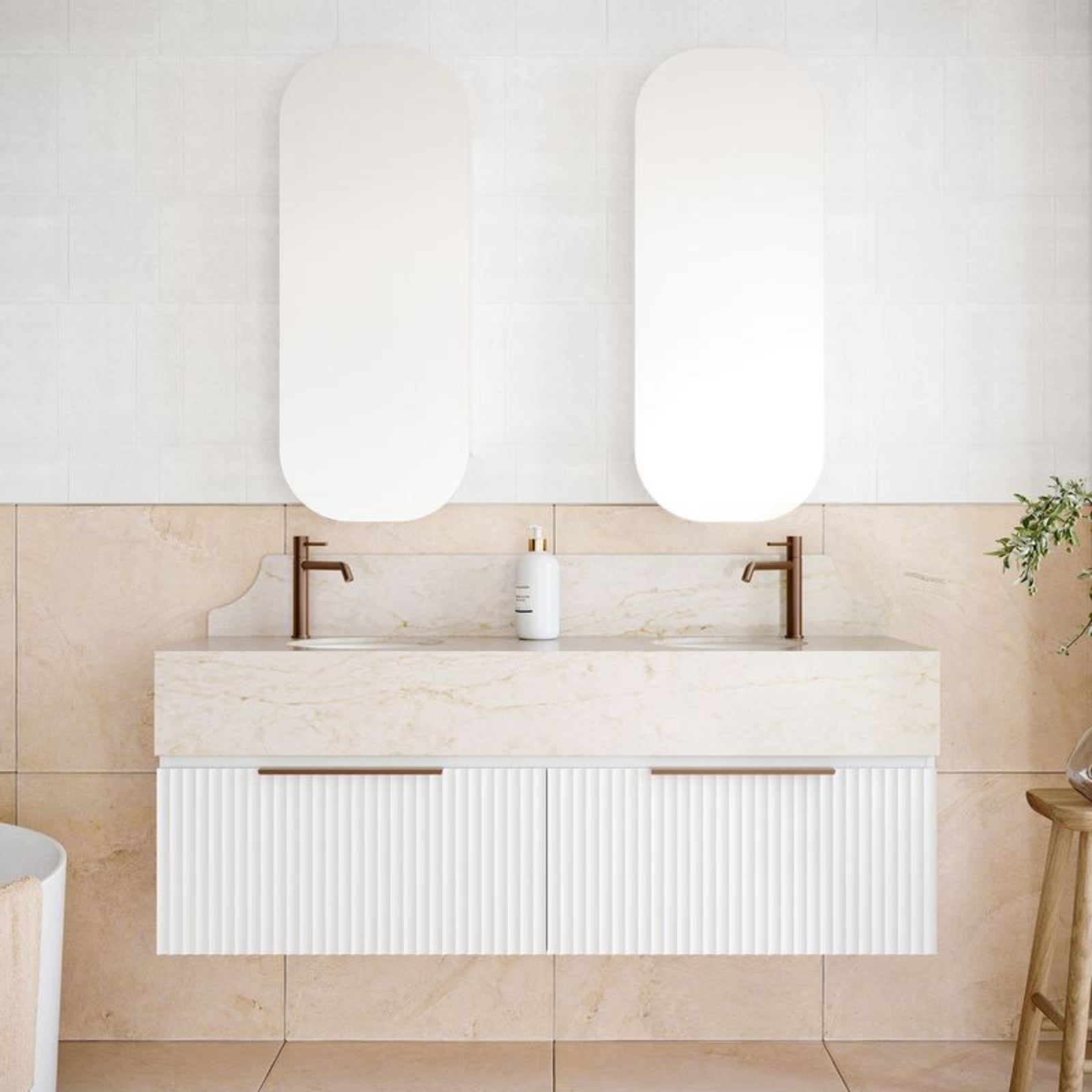 Lifestyle Timberline Kingsley Apollo Wall Hung Vanity with SilkSurface Box Top and Under Counter Basin KIN-V-1500-D-BXU-W-ROU-OPT-SHAKER-AP - The Blue Space