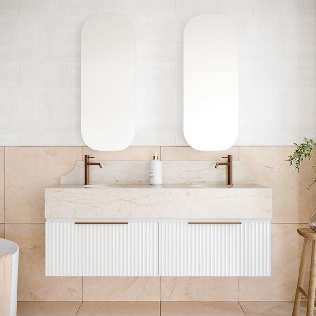 Lifestyle Timberline Kingsley Apollo Wall Hung Vanity with SilkSurface Box Top and Under Counter Basin KIN-V-1500-D-BXU-W-ROU-OPT-SHAKER-AP - The Blue Space