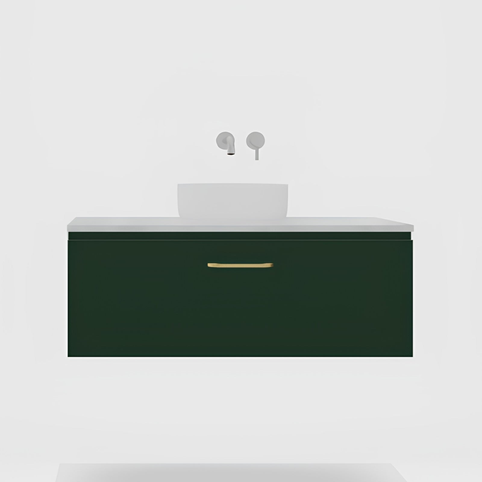 Variant Timberline Kingsley Kent Wall Hung Vanity with SilkSurface Top and Above Counter Basin KIN-V-1050-C-SSA-W-ROU-OPT-SHAKER-KENT - The Blue Space