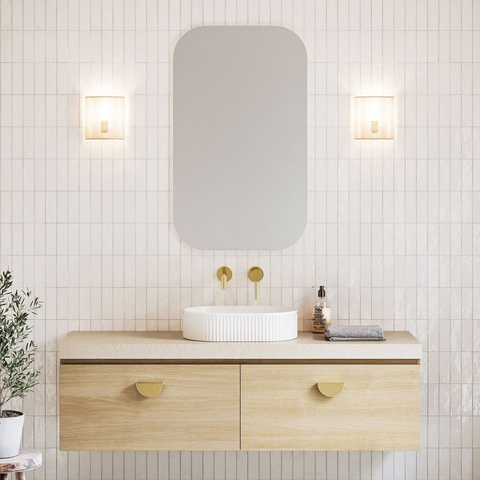 Timberline Kingsley Wall Hung Vanity with SilkSurface Freedom Top and Above Counter Basin