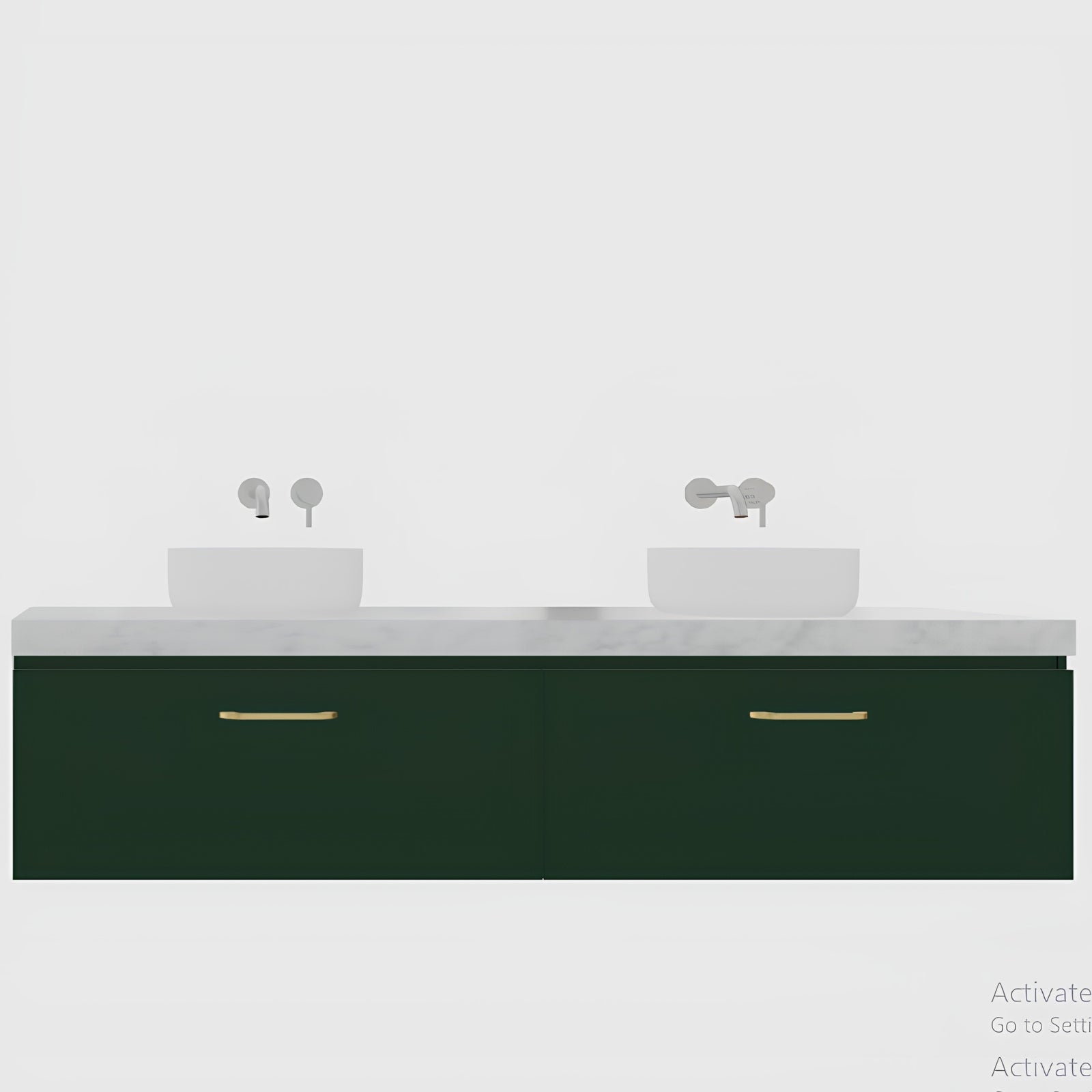 Variant Timberline Kingsley Wall Hung Vanity with SilkSurface Freedom Top and Above Counter Basin KIN-V-1800-D-FRA-W - The Blue Space