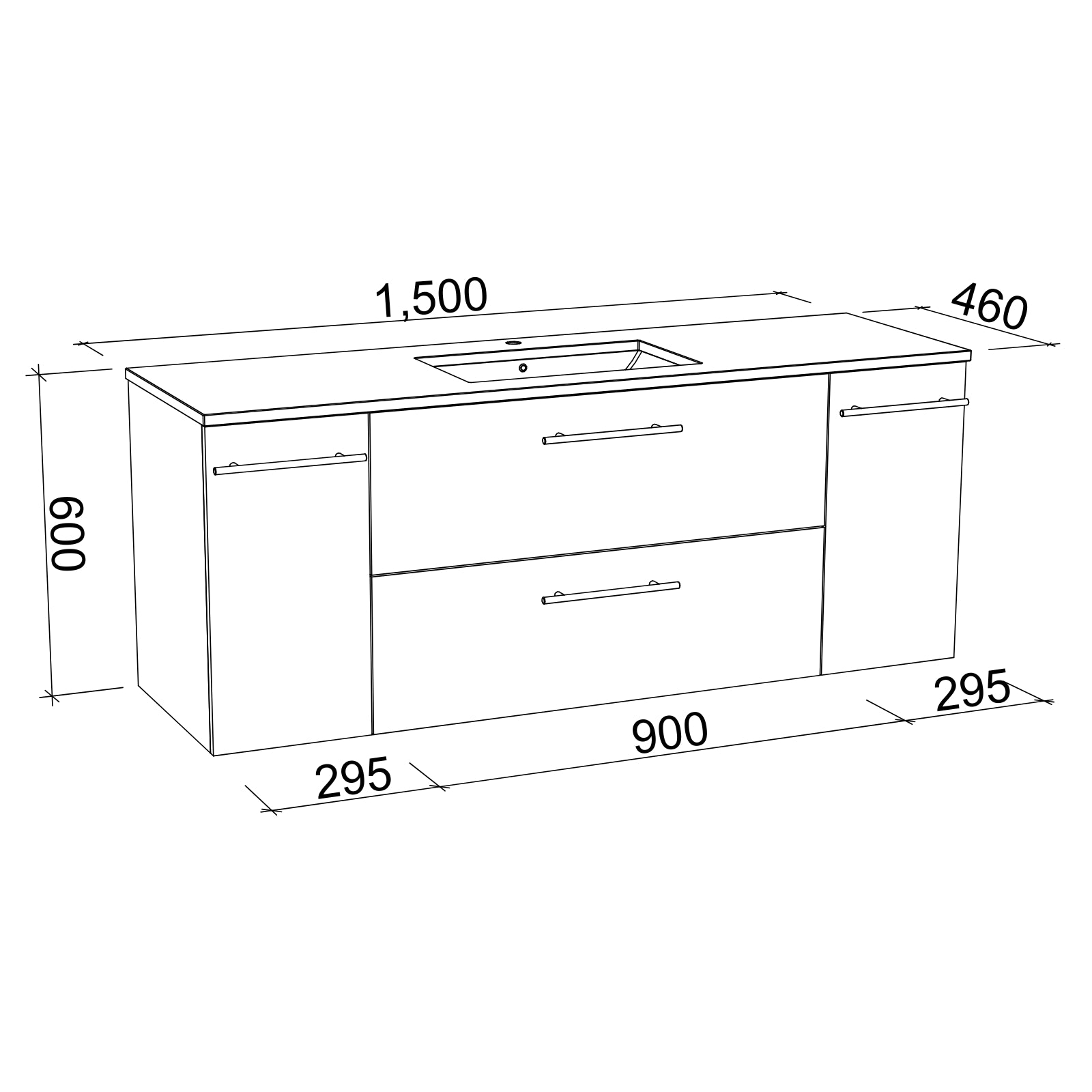 Timberline Marshall Wall Hung Vanity with SilkSurface Top and Under Counter Basin MAR-V-1500-C-SSU-W - The Blue Space