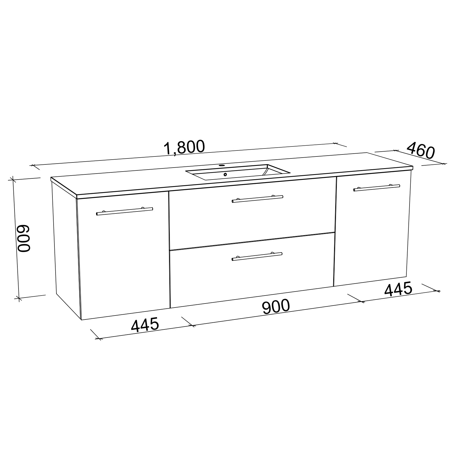 Timberline Marshall Wall Hung Vanity with SilkSurface Top and Under Counter Basin MAR-V-1800-C-SSU-W - The Blue Space