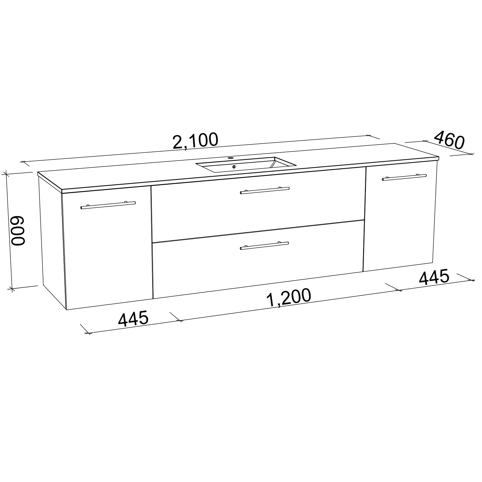 Timberline Marshall Wall Hung Vanity with SilkSurface Top and Under Counter Basin MAR-V-2100-C-SSU-W - The Blue Space