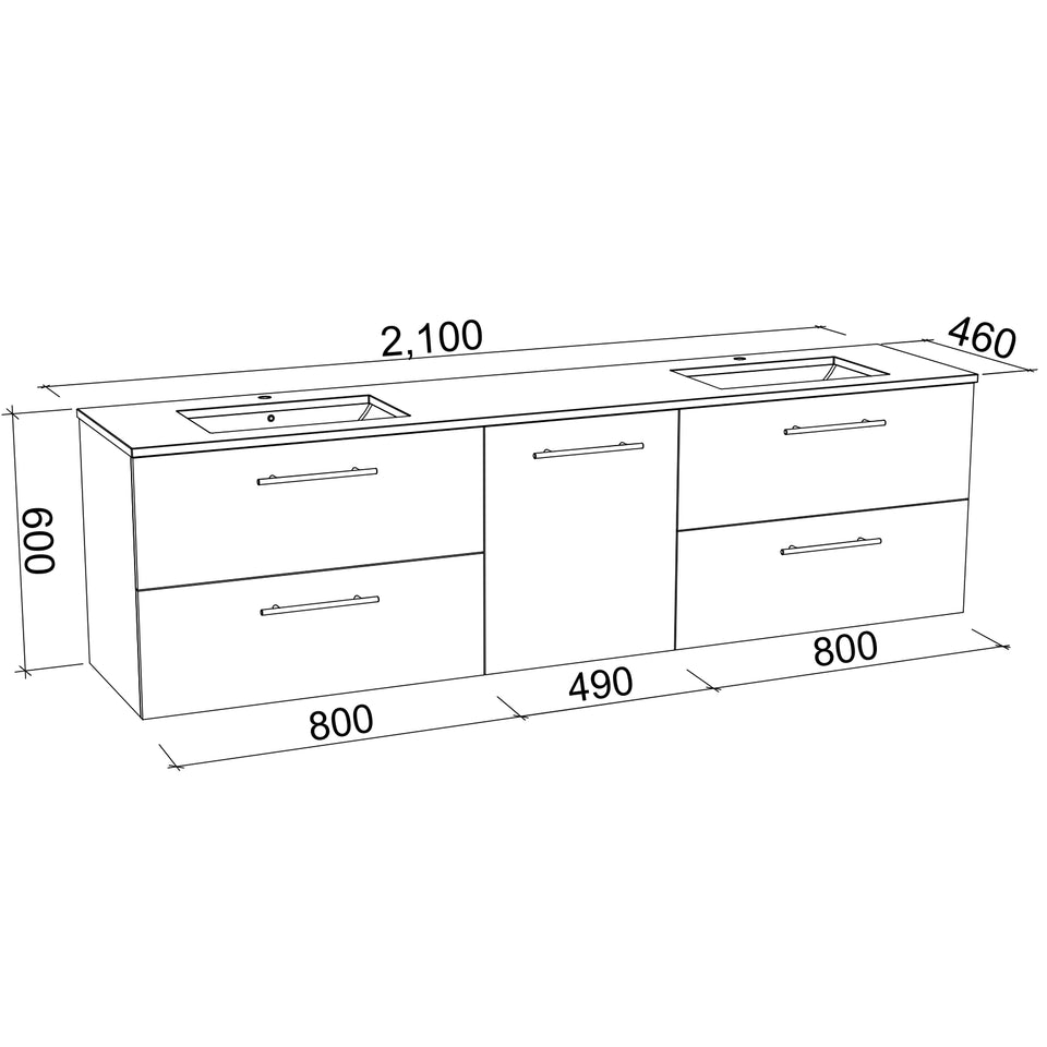 Timberline Marshall Wall Hung Vanity with SilkSurface Top and Under Counter Basin