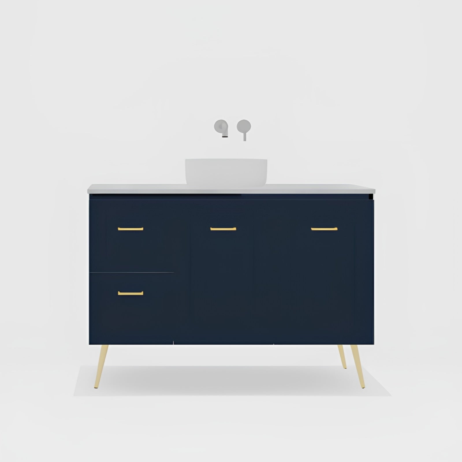 Variant Timberline Nevada Classic On Legs Vanity with SilkSurface Top and Above Counter Basin NVC-V-1200-C-SSA-L - The Blue Space