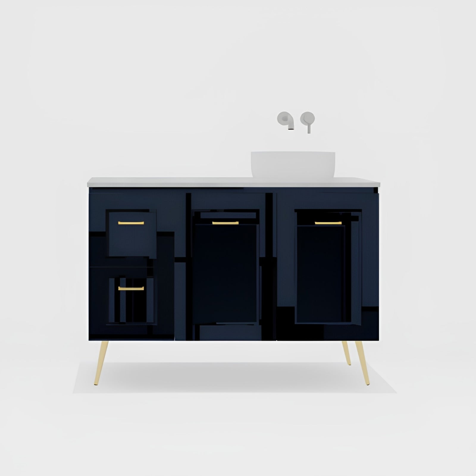Variant Timberline Nevada Classic On Legs Vanity with SilkSurface Top and Above Counter Basin NVC-V-1200-R-SSA-L - The Blue Space