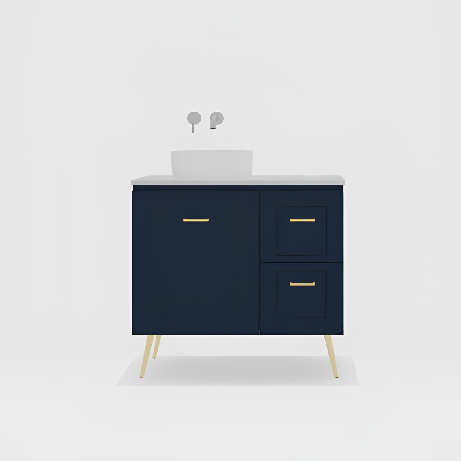 Variant Timberline Nevada Classic On Legs Vanity with SilkSurface Top and Above Counter Basin NVC-V-900-L-SSA-L - The Blue Space