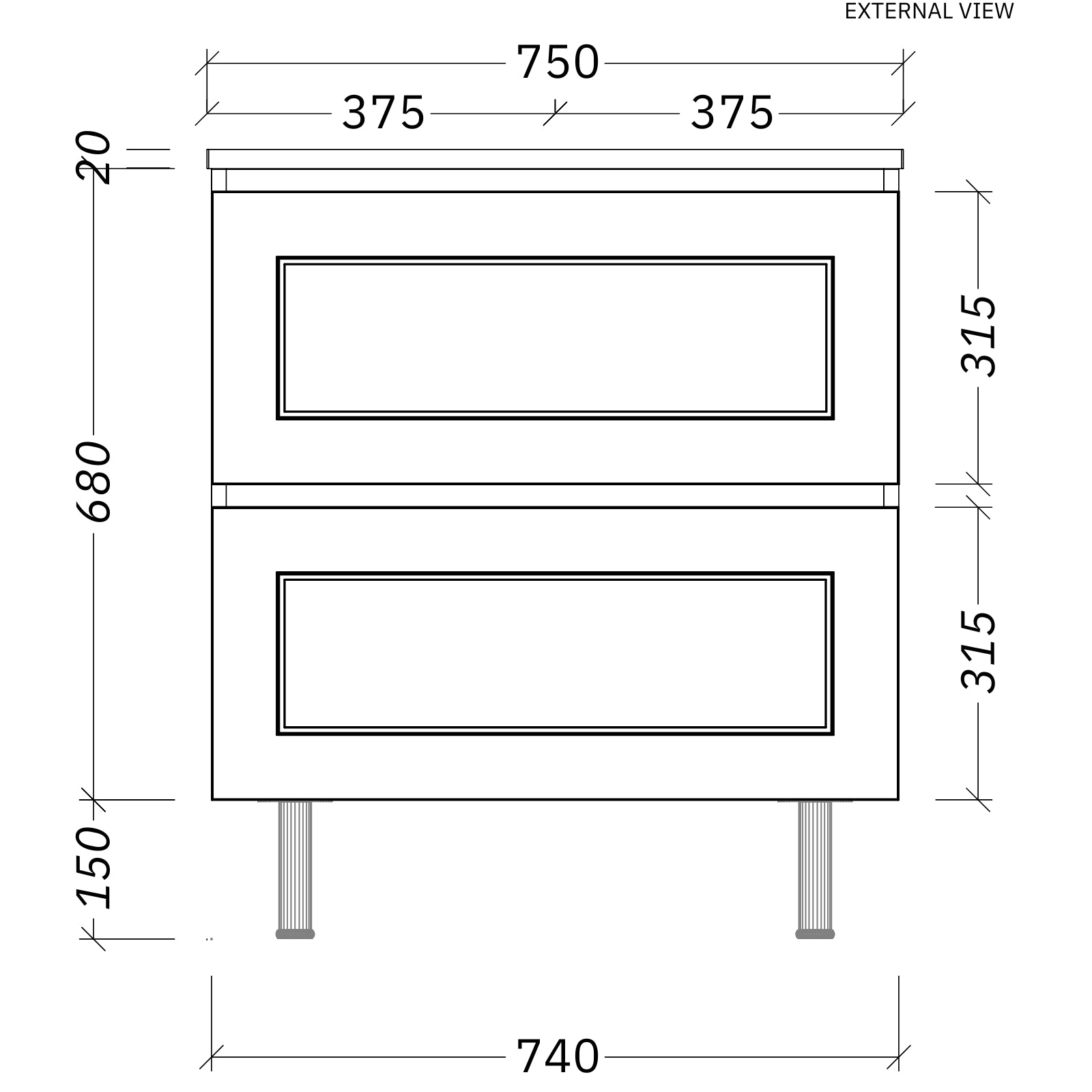 Timberline Nevada Plus Classic Floor Standing Vanity on Legs with SilkSurface Top and Above Counter Basin 750mm Centre Bowl NVPC-V-750-C-SSA-L | The Blue Space