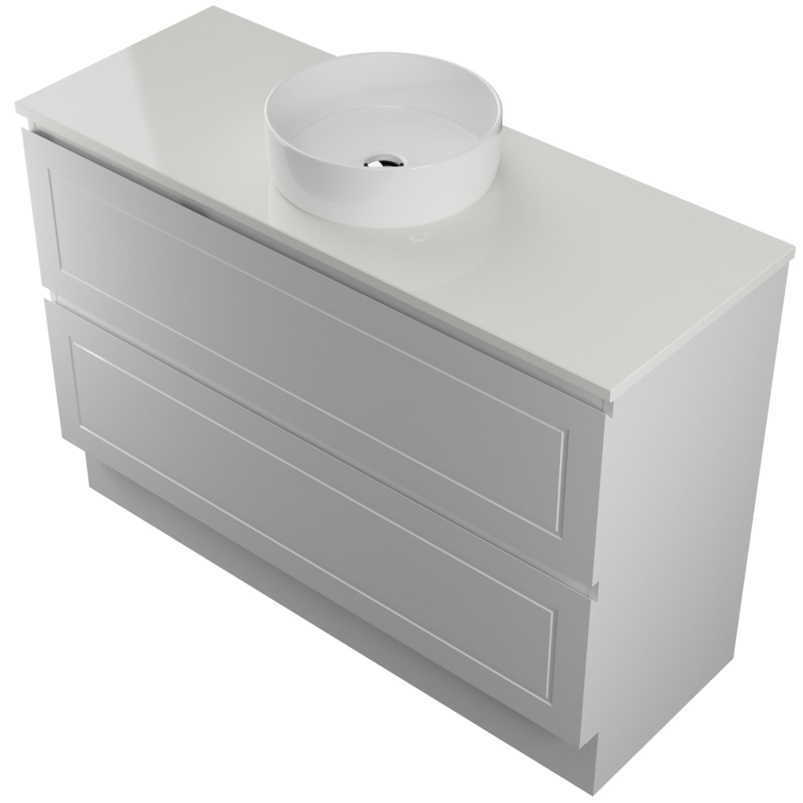 Angle Timberline Nevada Plus Classic Floor Standing Vanity with SilkSurface Top and Above Counter Basin NVPC-V-1200-C-SSA-F - The Blue Space
