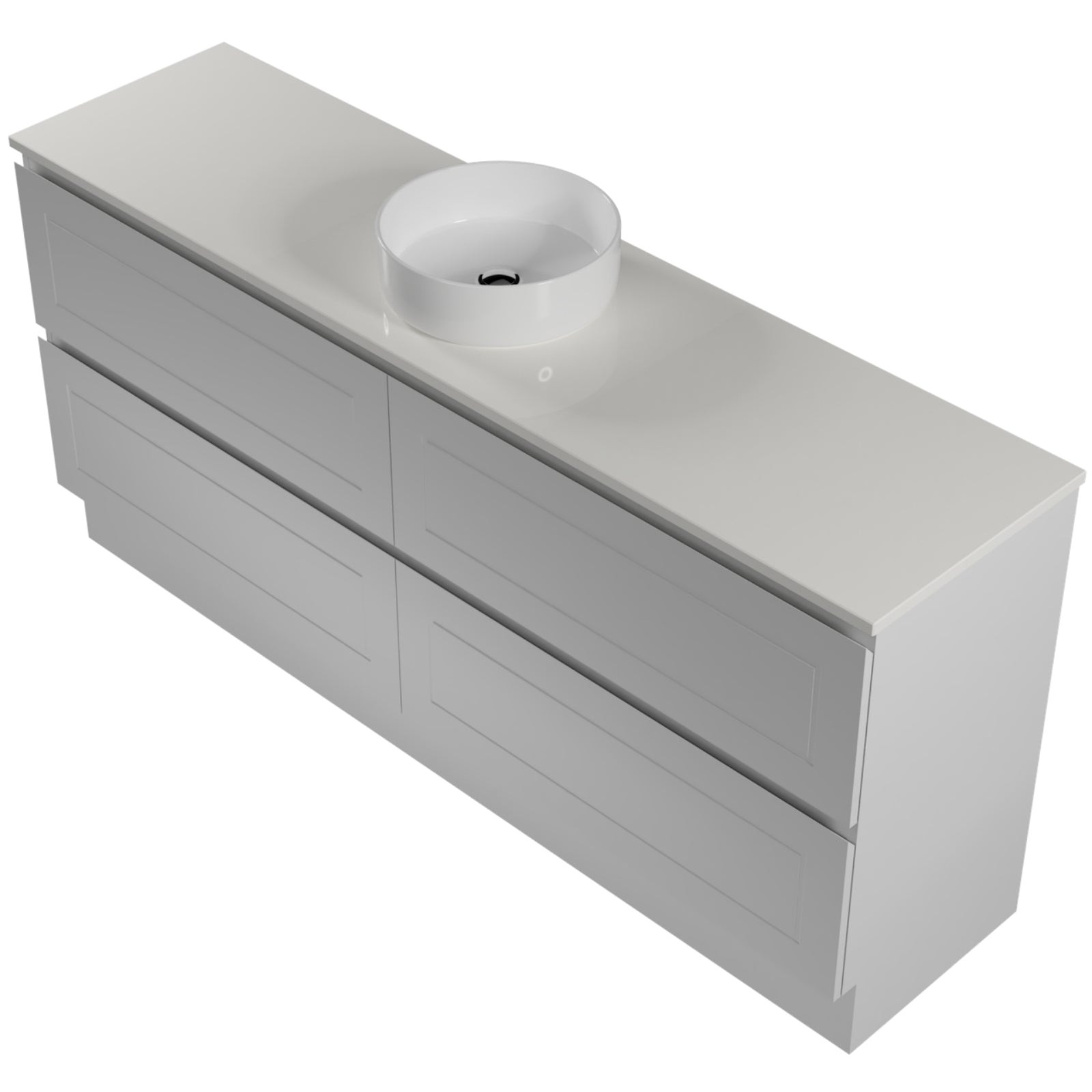 Angle Timberline Nevada Plus Classic Floor Standing Vanity with SilkSurface Top and Above Counter Basin NVPC-V-1800-C-SSA-F - The Blue Space
