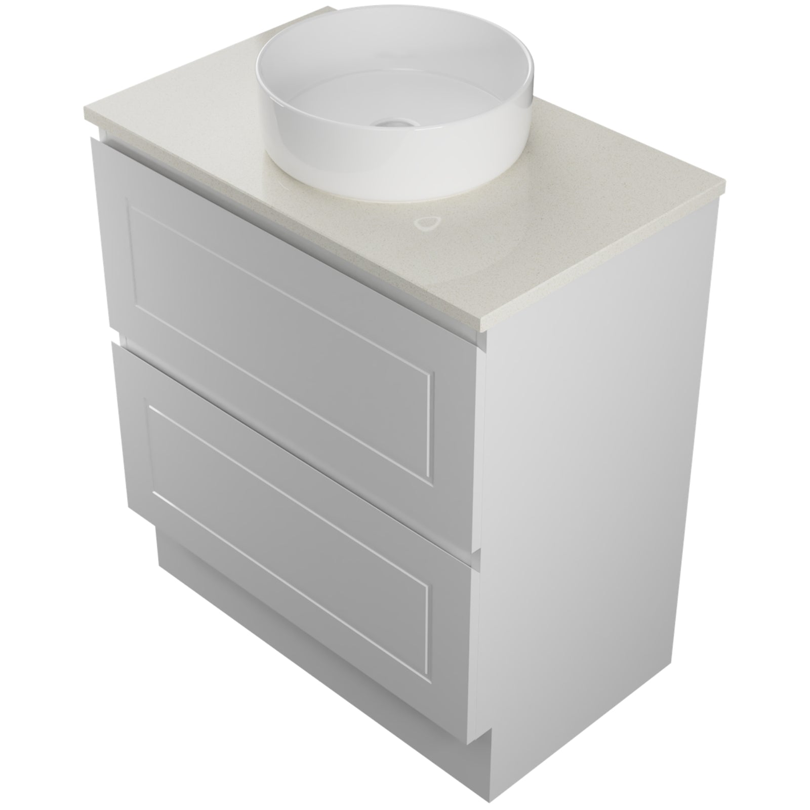Angle Timberline Nevada Plus Classic Floor Standing Vanity with SilkSurface Top and Above Counter Basin NVPC-V-750-C-SSA-F - The Blue Space