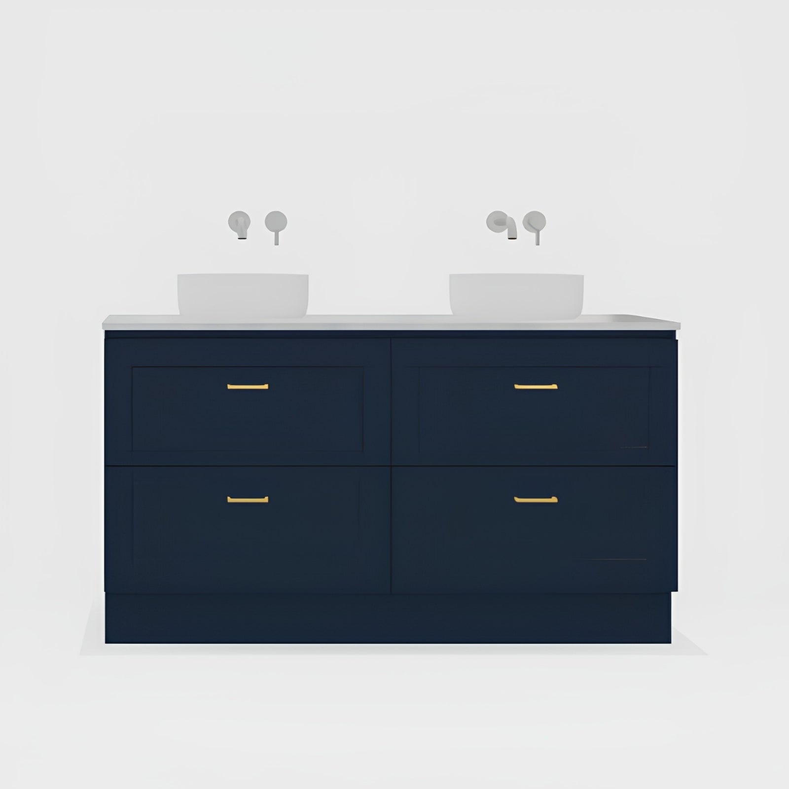 Variant Timberline Nevada Plus Classic Floor Standing Vanity with SilkSurface Top and Above Counter Basin NVPC-V-1500-D-SSA-F - The Blue Space