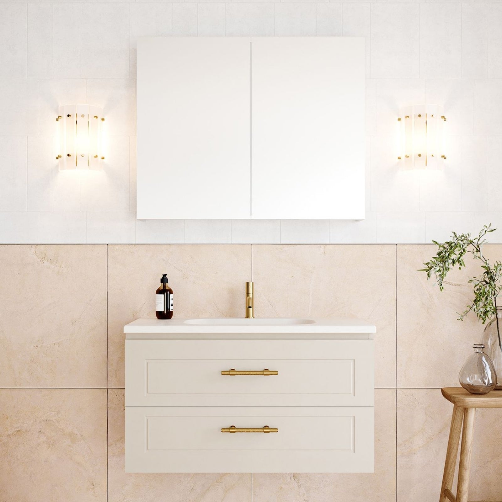 Lifestyle Timberline Nevada Plus Classic Wall Hung Vanity with Stadium Mineral Composite Top NVPC-V-900-C-STD-W - The Blue Space