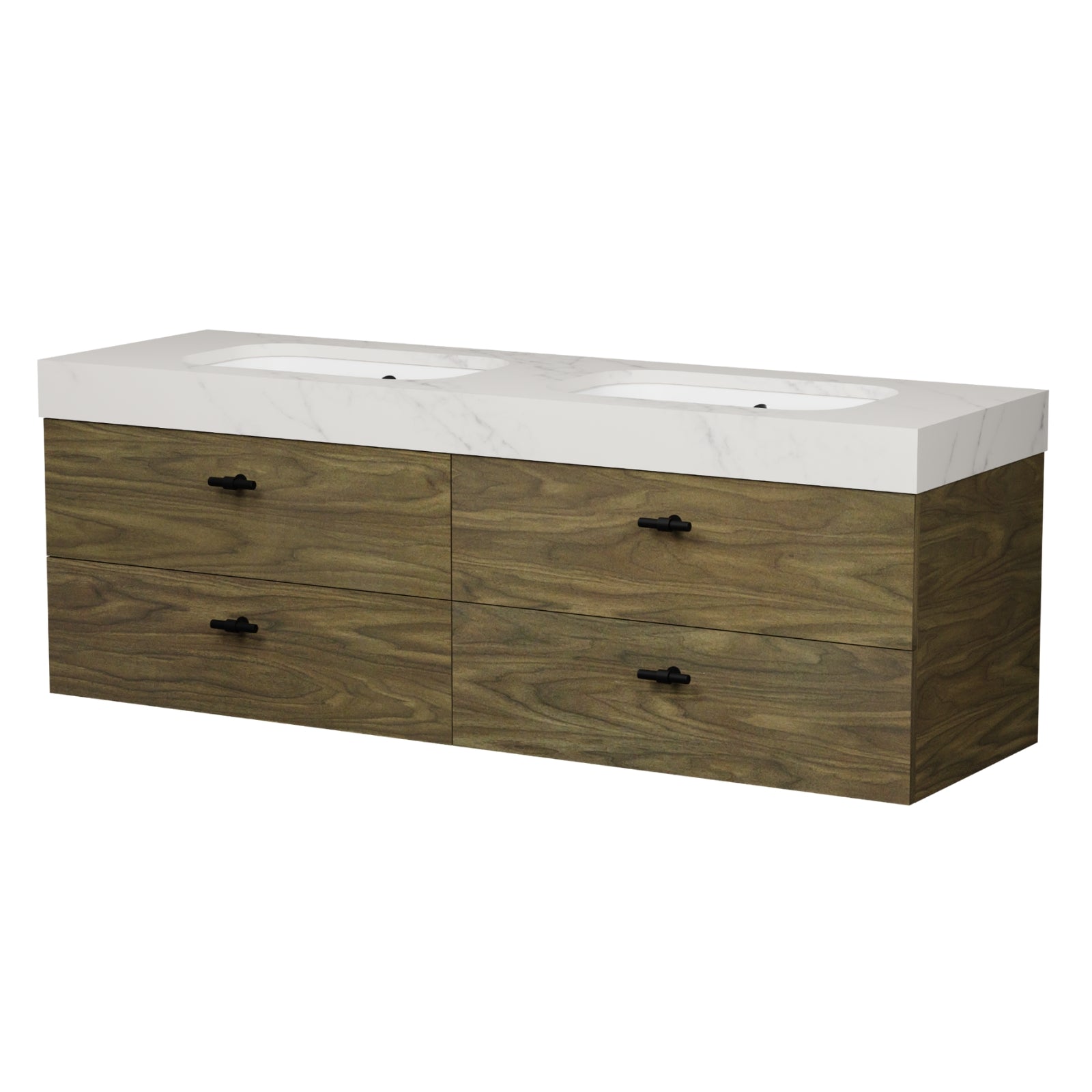 Side Timberline Oxbow Wall Hung Vanity with 90mm Box Top and Under Counter Basin OXBV1500CSSUW-SS-OPT-1500-BX-90 - The Blue Space