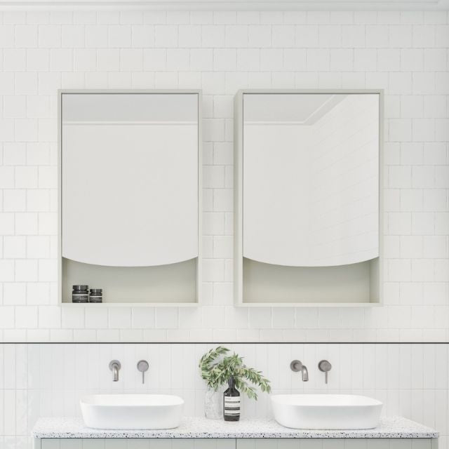 Timberline Pure Bliss Shaving Cabinet 600mm with Light Pistachio Satin Cabinet PBS-SC-600-S-G | The Blue Space