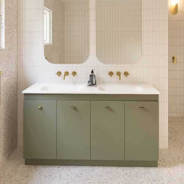 Timberline Rockford Floor Standing Vanity with Haven Top - 1500mm Double Basin Lifestyle | The Blue Space