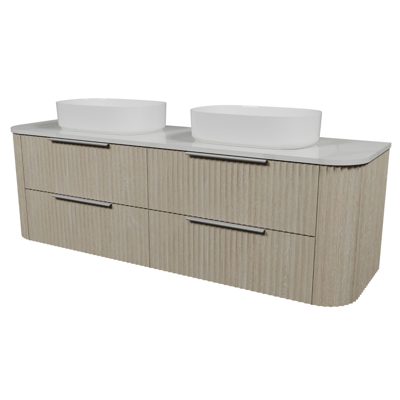 Timberline Socoa Apollo Wall Hung Vanity with Above Counter Basin 1800mm Double Bowl SOC-V-1800-D-SSA-W-AP - The Blue Space