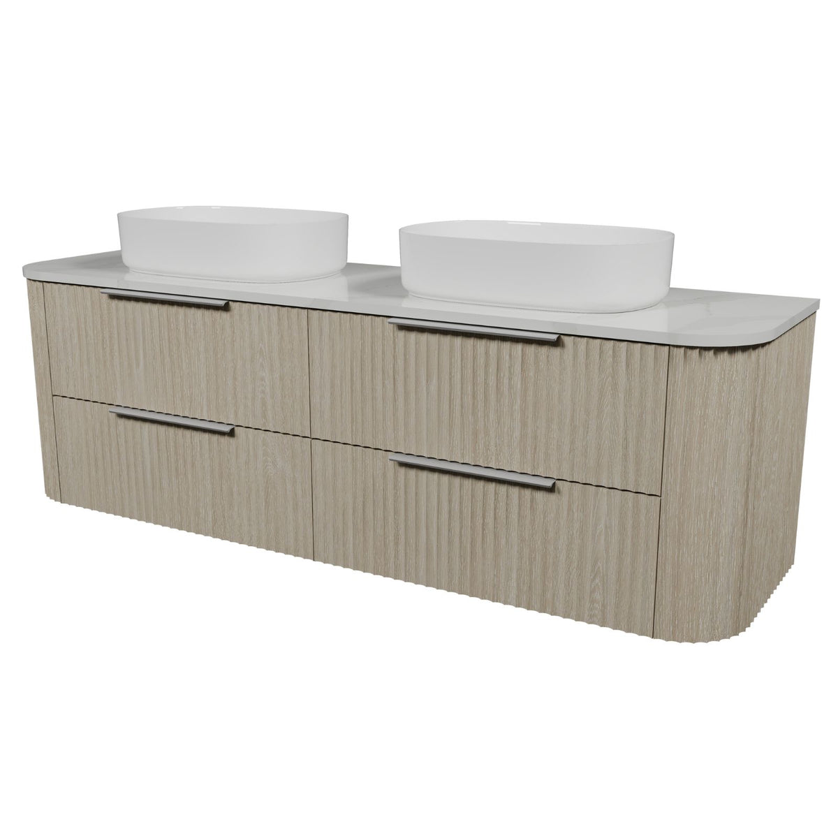 Timberline Socoa Apollo Wall Hung Vanity with Above Counter Basin 1800mm Double Bowl SOC-V-1800-D-SSA-W-AP - The Blue Space