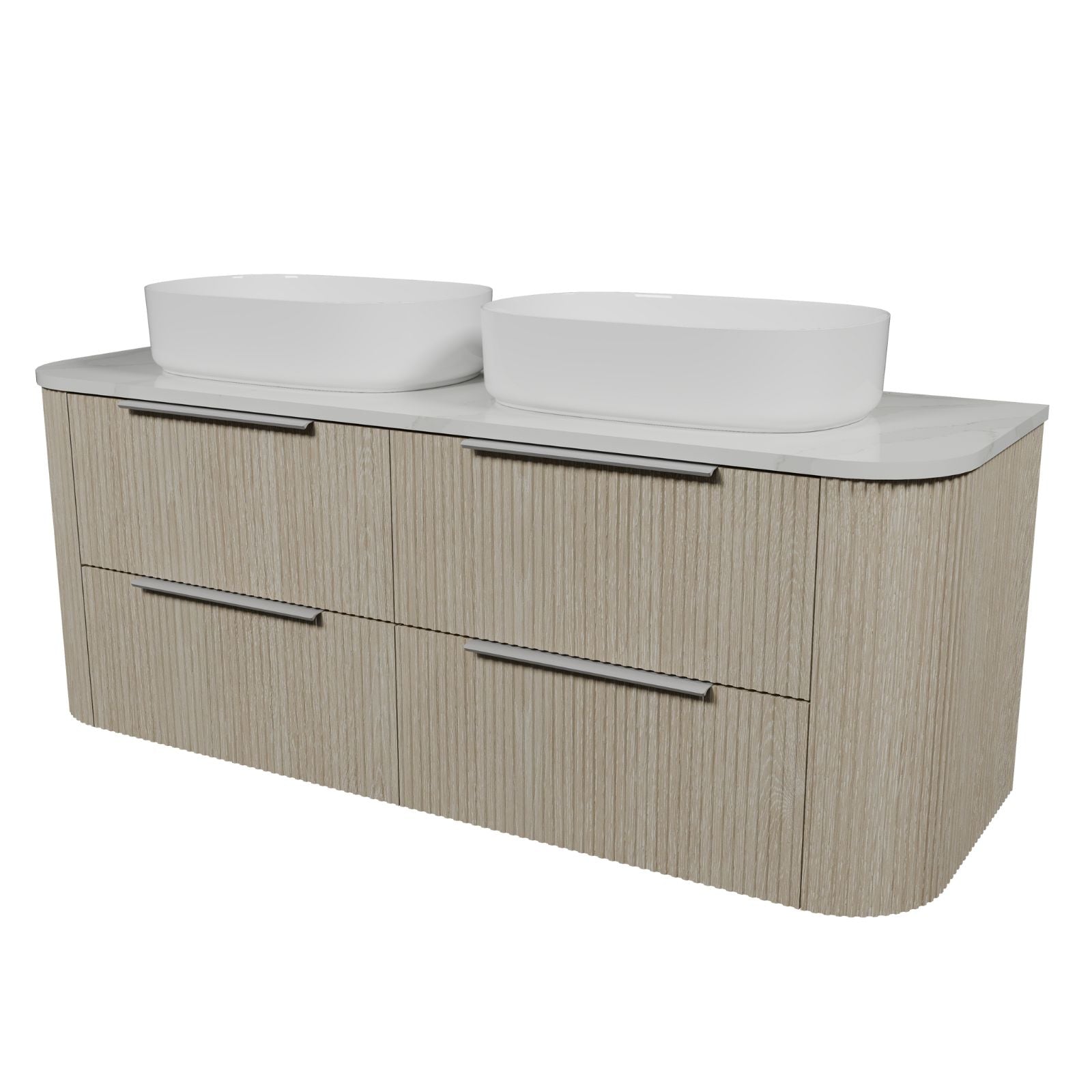 Timberline Socoa Dockland Wall Hung Vanity with Above Counter Basin 1500mm Double Bowl SOC-V-1500-D-SSA-W-DL - The Blue Space