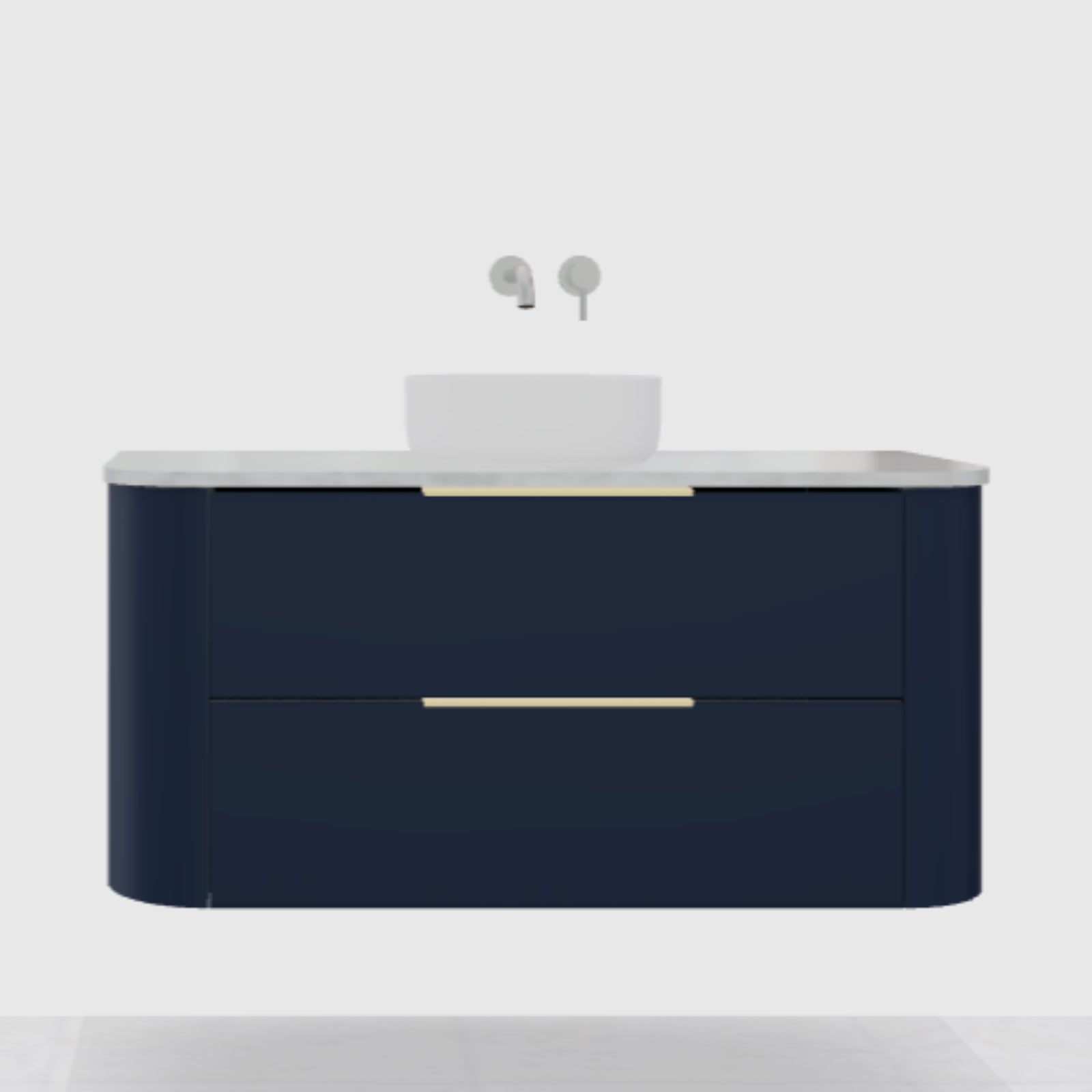 Variant Timberline Socoa Flat Wall Hung Vanity with SilkSurface Top and Above Counter Basin SOC-V-1200-C-SSA-W-FLAT - The Blue Space