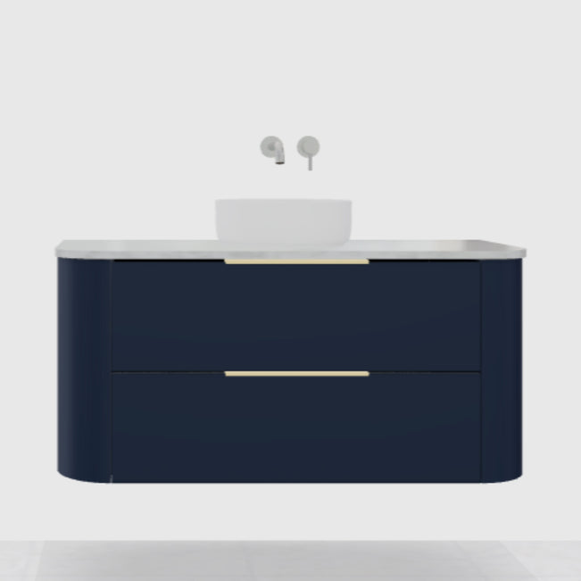 Variant Timberline Socoa Flat Wall Hung Vanity with SilkSurface Top and Above Counter Basin SOC-V-1200-C-SSA-W-FLAT - The Blue Space