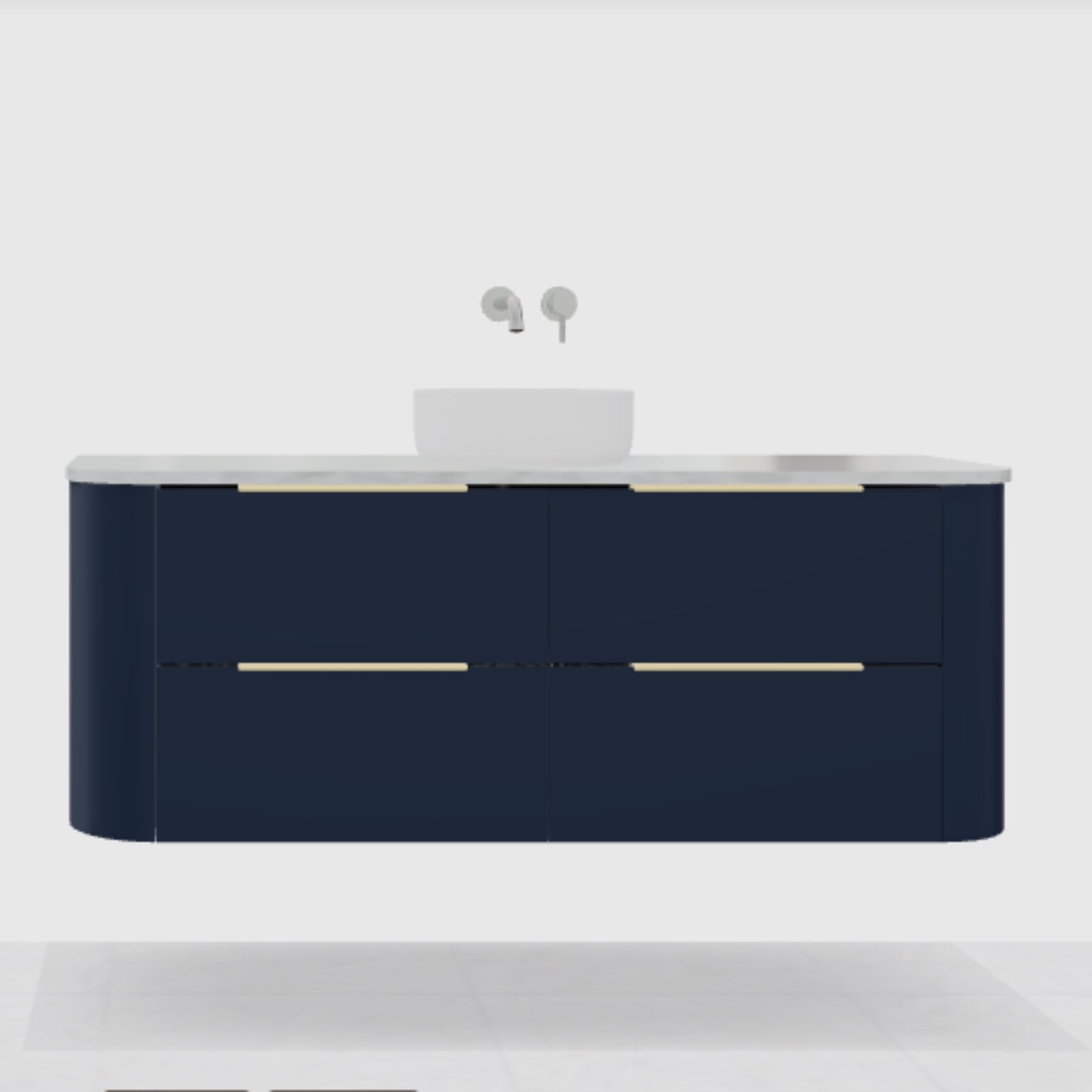 Variant Timberline Socoa Flat Wall Hung Vanity with SilkSurface Top and Above Counter Basin SOC-V-1500-C-SSA-W-FLAT - The Blue Space