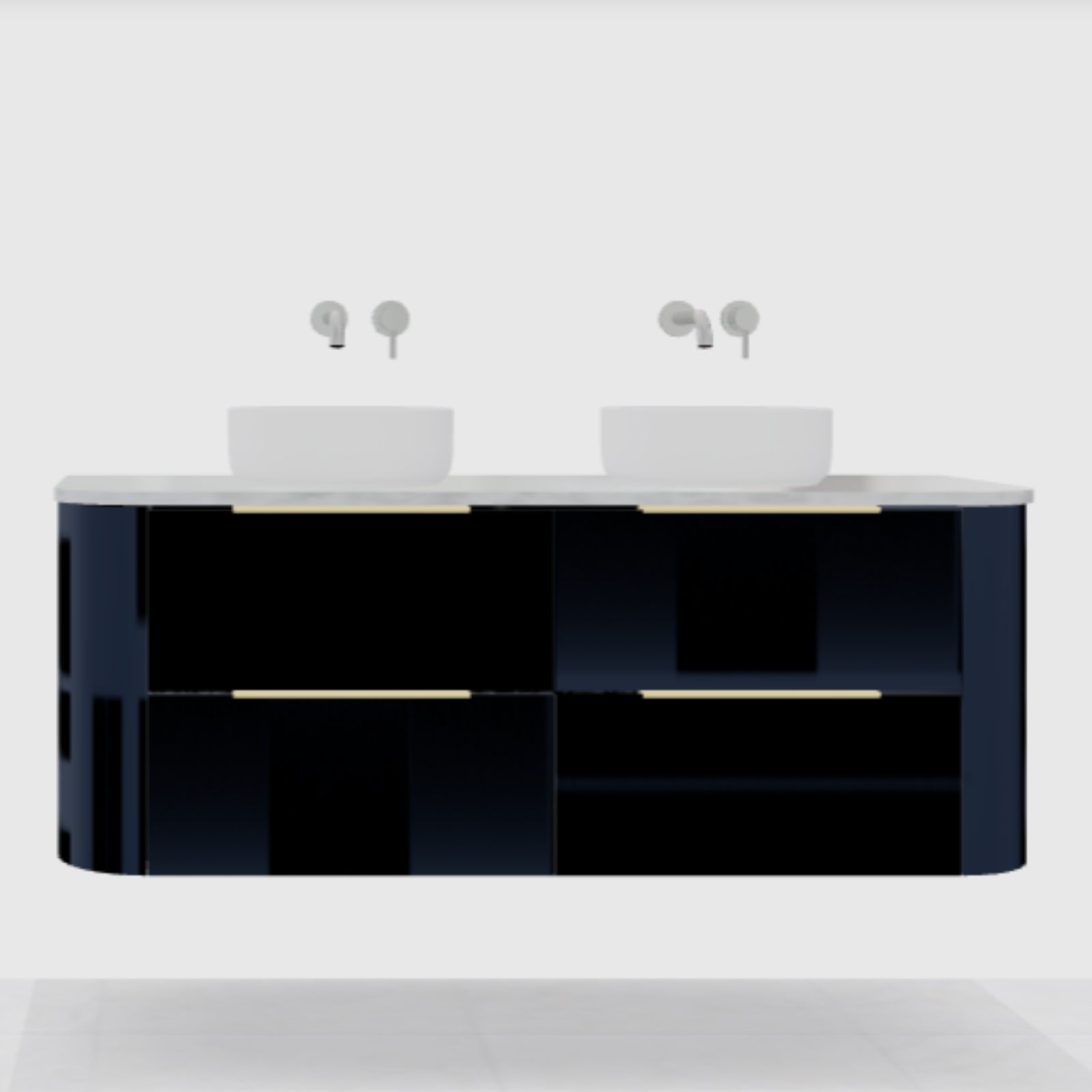 Variant Timberline Socoa Flat Wall Hung Vanity with SilkSurface Top and Above Counter Basin SOC-V-1500-D-SSA-W-FLAT - The Blue Space