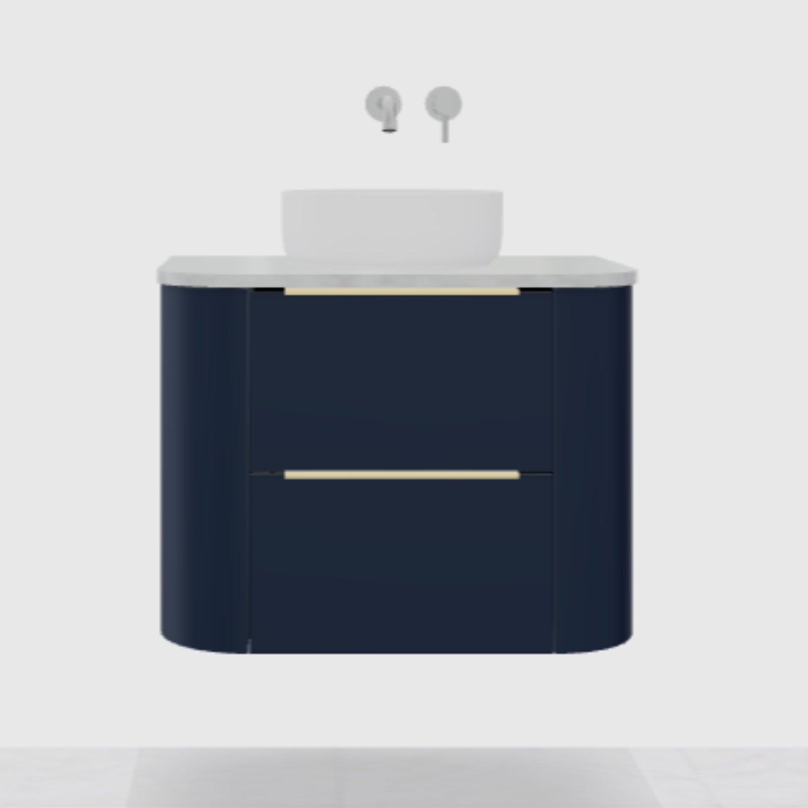 Variant Timberline Socoa Flat Wall Hung Vanity with SilkSurface Top and Above Counter Basin SOC-V-750-C-SSA-W-FLAT - The Blue Space