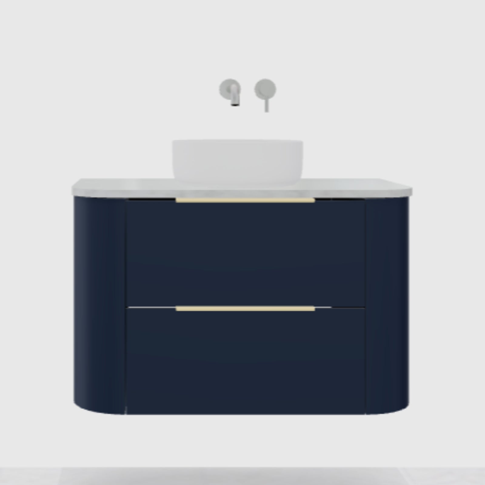Variant Timberline Socoa Flat Wall Hung Vanity with SilkSurface Top and Above Counter Basin SOC-V-900-C-SSA-W-FLAT - The Blue Space