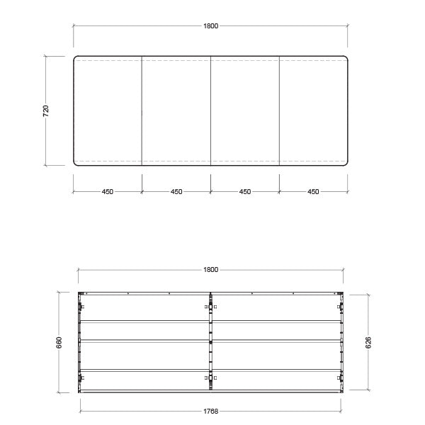 Timberline Sutherland House Shaving Cabinet 1800mm Technical Drawing - The Blue Space